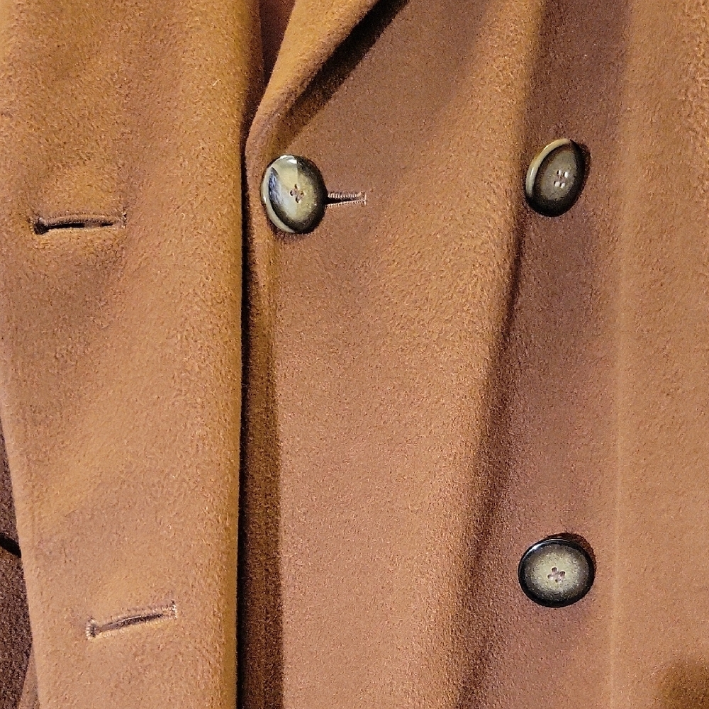 Saks Fifth Avenue Brown Cashmere Trench Coat, Sz 12 - Picture 9 of 12
